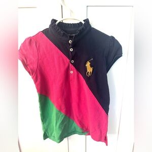 Ralph Lauren Kids Tri-Color Polo Shirt - Navy, Pink, Green
